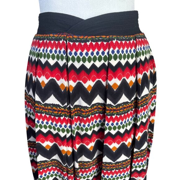 Fei Anthropologie Skirt‎ Size 6 Aztec Color Block Geo Print Full Pleated Lined - Picture 2 of 9